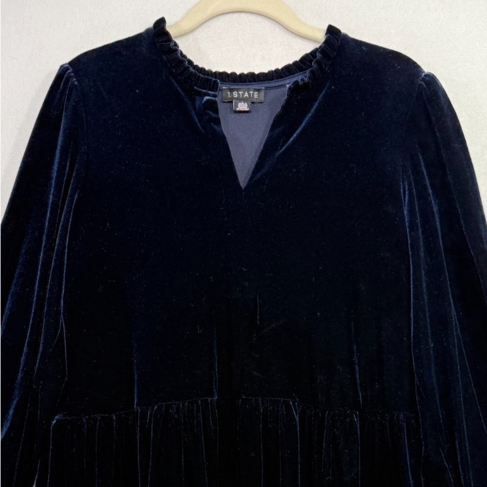 1. State Navy Velvet Holiday Dress - Picture 3 of 6